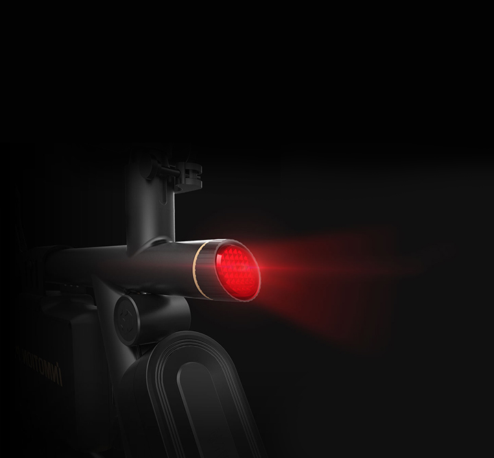 A highlight red LED light in the tail of the bicycle accompanies you in night riding.